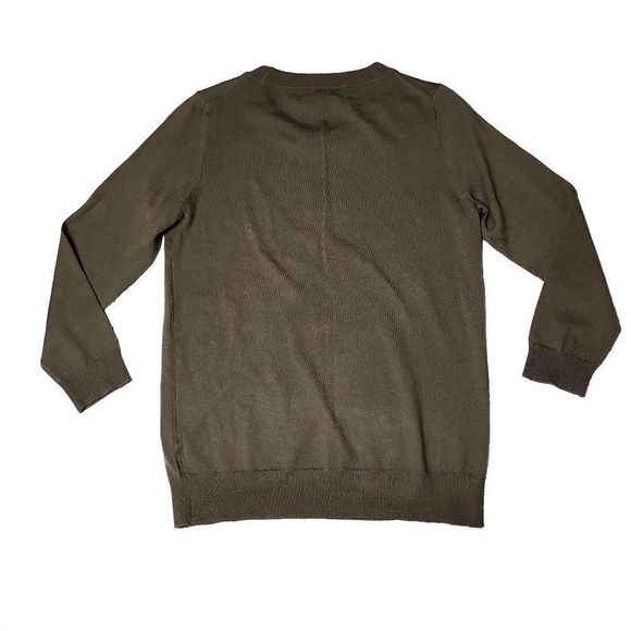 J crew merino wool dark olive green crew neck sweater - Picture 3 of 5